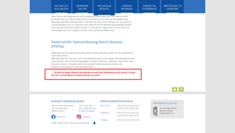 Opt-Out-Klick bei Datenschutzerklärung